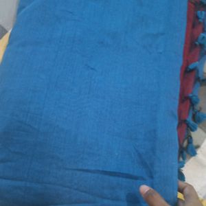 Cotton Blend Blue  Saree