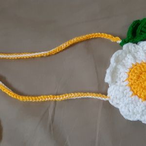 Crochet White N Yellow Flower Bag