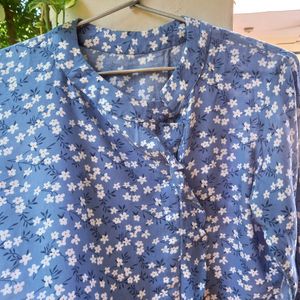 Floral Printed Blue Top