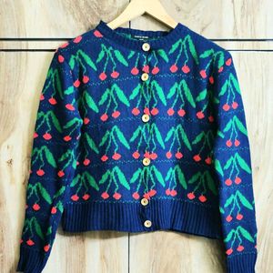 Dark Blue & Green Cardigan Size-36-38