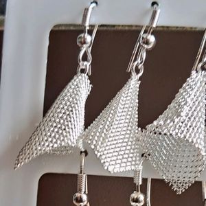 Silver Net Fancy Earrings Lightweight