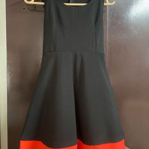 Black And Red Strip Flared Dress