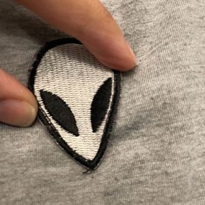 Shein Grey Crop Top - Alien Embroided