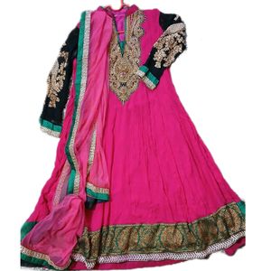 Pink Anarkali Gown With Dupatta