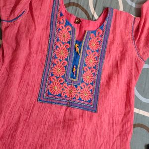 Pink Kurta Set With Leggings