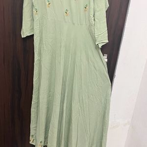 Light Green Anarkali Women Kurta  With Embroide