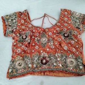 Orange Embroidery Printed Lehanga Choli (Women)