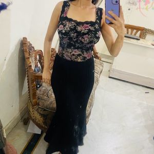 Black Cami Floral Padded Top