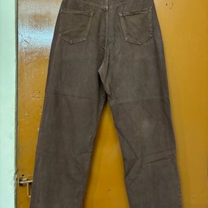 High Waisted Brown Straight Fit Jeans