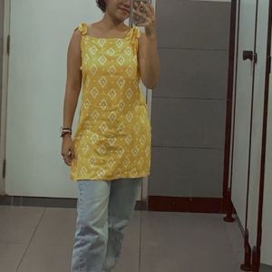 Yellow Bow kurti