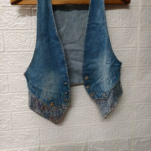 Denim Jacket With Shimmer For Small And Medium