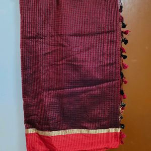 Double Colour Red Saree