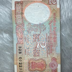 2 Rupees indian Note vintage