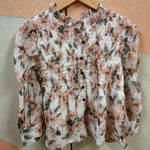 Coral Floral Top