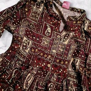 (Diwali Sale🪔)(NEW) Maroon High Low Kurta