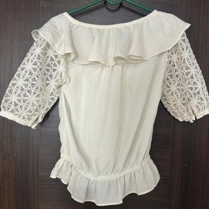 Beautiful White Designed M Size Women Top