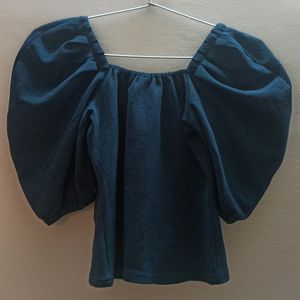 Crop Top Teal Color Open Shoulder