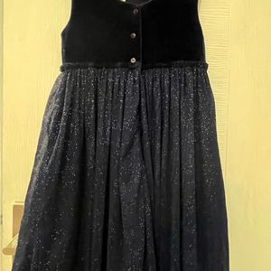 Part Wear Velvet And Shimmer Dress In Navy