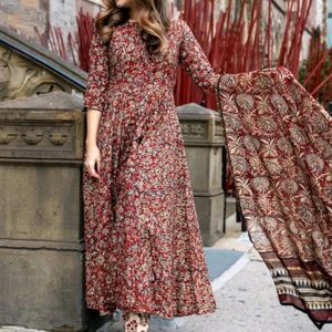 Long Length Kurta Set Top And Dupatta