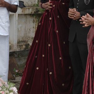 Maroon Velvet Lehenga