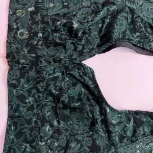 SILK GREEN COLOR BLOUSE SELF PRINT