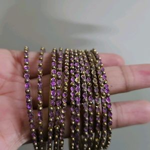 Violet And Gold Metal Bangles