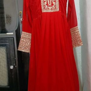 New Latest Heavy Fox Georgette Red Anarkali