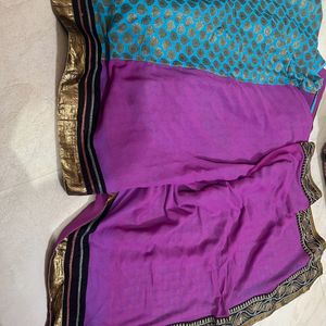 Blue Pink Combination Saree