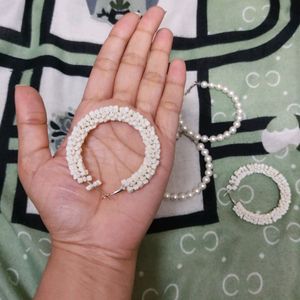 Set Of 2 White Hoop Earrings