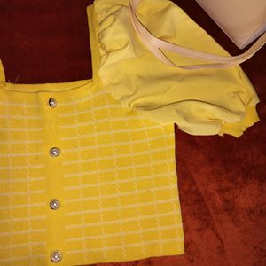 Nude And Yellow Colour Top