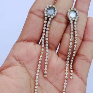 Kundan chain tassel earrings