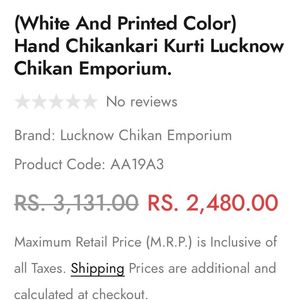 White Chikankari Original Kurti