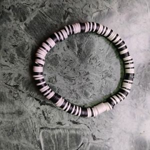 Black And Grey Fimo Beads Bracelet