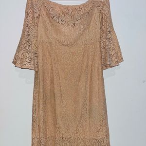 Beige Bodycon Lace Dress From Code