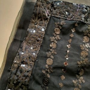 New Black Net Saree