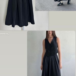 Pure Black Midi Skirt