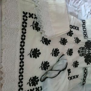 Chikankari Suit With Chiffon Dupatta