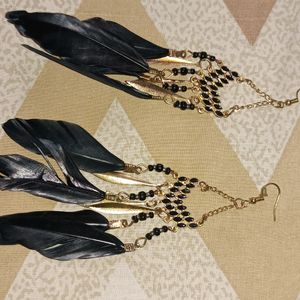 Black Feather Earring And Anklet Combo