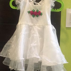 White Colour Frock For Girls. Net Material.