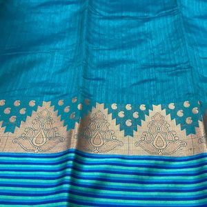 New Peacock Blue Saree For Grabs