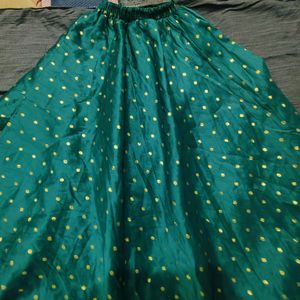 Green Fully Sequenced Skirt For Girls