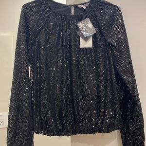 Black Sequin Fitted Top