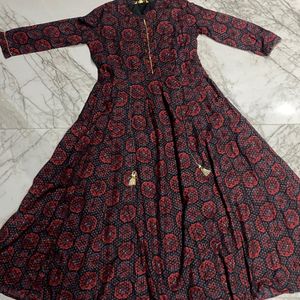 Maroon Printed Global Desi Dress With Tie Detail