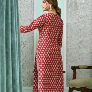 Women Block Printed kurta And Pant Dupatta sets