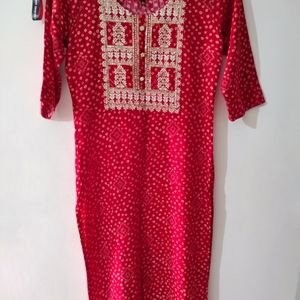 Red Bandhani Kurti