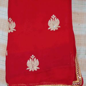 Beatiful Red Sare With Design