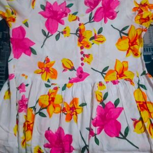 White Floral Print Kurti