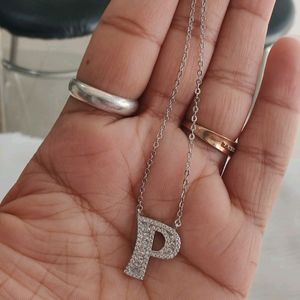 925 Silver Letter 'p' Pendant With Chain