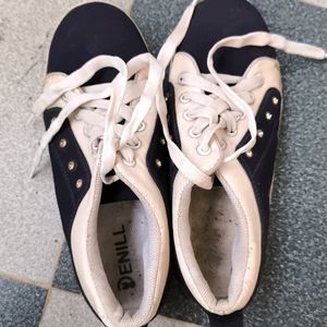 Navy Blue And White Shoes