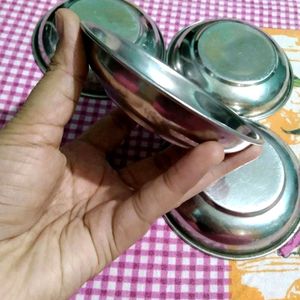 Combo Of 4 Halwa Plates (Small Steel Bowl/Plates)